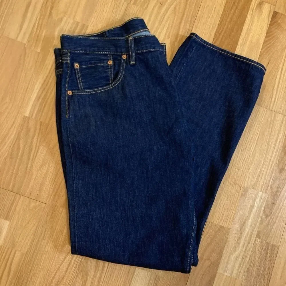 Levis 501 Button Fly Dark Wash Straight Leg Jeans 40x32 NWOT